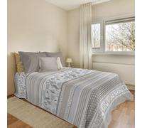 PENSIERI DELICATI Copriletto 220x280 cm, Telo Singolo 100% Cotone Pique, Ideale Come Telo Arredo, Coperta Salva Letto 1 Piazza e Mezza, Fantasia BauBau Beige, 100% Made in Italy