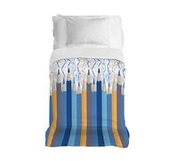 PENSIERI DELICATI Copriletto 220x280 cm, Telo Singolo 100% Cotone Pique, Ideale Come Telo Arredo, Coperta Salva Letto 1 Piazza e Mezza, Fantasia Matitoni Azzurro, 100% Made in Italy