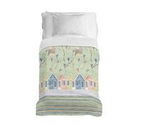 PENSIERI DELICATI Copriletto 220x280 cm, Telo Singolo 100% Cotone Pique, Ideale Come Telo Arredo, Coperta Salva Letto 1 Piazza e Mezza, Fantasia Aquiloni Verde, 100% Made in Italy