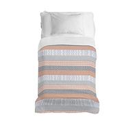 PENSIERI DELICATI Telo Copriletto 220x280 cm, Telo Singolo 100% Cotone Pique, Ideale Come Telo Arredo, Coperta Salva Letto 1 Piazza e Mezza, Fantasia Azteco Arancio, 100% Made in Italy