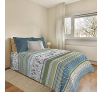 PENSIERI DELICATI Copriletto 220x280 cm, Telo Singolo 100% Cotone Pique, Ideale Come Telo Arredo, Coperta Salva Letto 1 Piazza e Mezza, Fantasia BauBau Verde, 100% Made in Italy