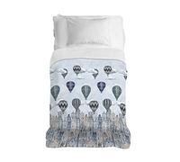 PENSIERI DELICATI Telo Copriletto 220x280 cm, Telo Singolo 100% Cotone Pique, Ideale Come Telo Arredo, Coperta Salva Letto 1 Piazza e Mezza, Fantasia Volare Azzurro, 100% Made in Italy