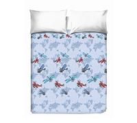 PENSIERI DELICATI Copriletto Matrimoniale 260 x 280 cm, 100% Cotone Pique, Ideale Come Telo Arredo, Coperta Salva Letto 2 Piazze, Fantasia Aerei Azzurro, 100% Made in Italy