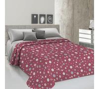PENSIERI DELICATI Copriletto Matrimoniale 260 x 280 cm, Telo Singolo 100% Cotone Pique, Ideale Come Arredo, Coperta Salva Letto 2 Piazze, Fantasia Palla Rosso, 100% Made in Italy