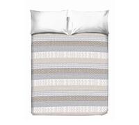 PENSIERI DELICATI Telo Copriletto Matrimoniale 260 x 280 cm, Telo Singolo 100% Cotone Pique, Ideale Come Telo Arredo, Coperta Salva Letto 2 Piazze, Fantasia Azteco Beige, 100% Made in Italy