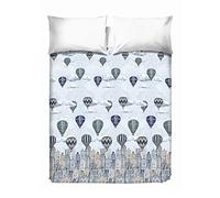 PENSIERI DELICATI Copriletto Matrimoniale 260 x 280 cm, Telo Singolo 100% Cotone Pique, Ideale Come Arredo, Coperta Salva Letto 2 Piazze, Fantasia Volare Azzurro, 100% Made in Italy