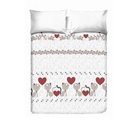 PENSIERI DELICATI Copriletto Matrimoniale 260 x 280 cm, Telo Singolo 100% Cotone Pique, Ideale Come Telo Arredo, Coperta Salva Letto 2 Piazze, Fantasia Gattini Beige, 100% Made in Italy