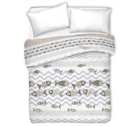 PENSIERI DELICATI Telo Copriletto Matrimoniale 260 x 280 cm, Telo Singolo 100% Cotone Pique, Ideale Come Telo Arredo, Coperta Salva Letto 2 Piazze, Fantasia Pesciolino Beige, 100% Made in Italy