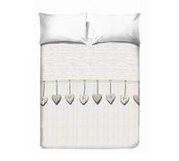 PENSIERI DELICATI Telo Copriletto Matrimoniale 260 x 280 cm, Telo Singolo 100% Cotone Pique, Ideale Come Telo Arredo, Coperta Salva Letto 2 Piazze, Fantasia Cuore Appeso Beige, 100% Made in Italy