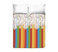 PENSIERI DELICATI Copriletto Matrimoniale 260 x 280 cm, Telo Singolo 100% Cotone Pique, Ideale Come Telo Arredo, Coperta Salva Letto 2 Piazze, Fantasia Matitoni Multicolor, 100% Made in Italy