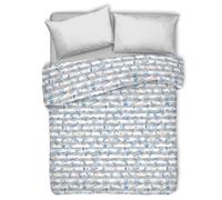 PENSIERI DELICATI Copriletto Matrimoniale 260 x 280 cm, Telo Singolo 100% Cotone Pique, Ideale Come Telo Arredo, Coperta Salva Letto 2 Piazze, Fantasia Marina Riga Azzurro, 100% Made in Italy