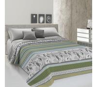 PENSIERI DELICATI Copriletto matrimoniale 260 x 280 cm, tessuto singolo 100% cotone Pique, ideale come tessuto decorativo, coperta per proteggere il letto a 2 posti, fantasia BauBau Verde, 100%