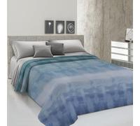PENSIERI DELICATI Copriletto matrimoniale 260 x 280 cm, tessuto singolo 100% cotone Pique, ideale come asciugamano decorativo, coperta per proteggere il letto a 2 posti, fantasia arcobaleno blu, 100%