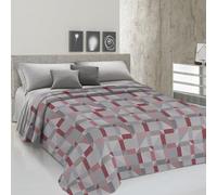 PENSIERI DELICATI Copriletto per letto matrimoniale 260 x 280 cm, tessuto singolo 100% cotone Pique, ideale come tessuto decorativo, coperta per proteggere il letto a 2 posti, fantasia Atene Rosso