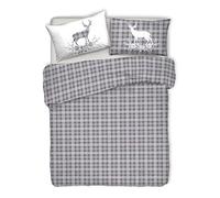PENSIERI DELICATI Parure Copripiumino Matrimoniale 100% Cotone, Completo di Sacco 250x200cm e 2 Federe 52x82cm, Made in Italy, Copripiumino Lavabile In Lavatrice A 40°, Fantasia Tartan Grigio