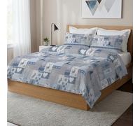 PENSIERI DELICATI Parure Copripiumino Matrimoniale 100% Cotone, Completo di Sacco 250x200cm e 2 Federe 52x82cm, Made in Italy, Copripiumino Lavabile In Lavatrice A 40°, Fantasia Alpi Blu