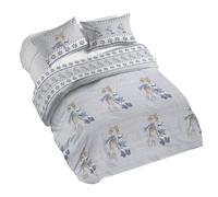 PENSIERI DELICATI Parure Copripiumino Matrimoniale 100% Cotone, Completo di Sacco 250x200cm e 2 Federe 52x82cm, Made in Italy, Copripiumino Lavabile In Lavatrice A 40°, Fantasia Renne Blu