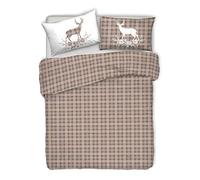 PENSIERI DELICATI Parure Copripiumino Matrimoniale 100% Cotone, Completo di Sacco 250x200cm e 2 Federe 52x82cm, Made in Italy, Copripiumino Lavabile In Lavatrice A 40°, Fantasia Tartan Beige