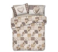 PENSIERI DELICATI Parure Copripiumino Matrimoniale 100% Cotone, Completo di Sacco 250x200cm e 2 Federe 52x82cm, Made in Italy, Copripiumino Lavabile in Lavatrice A 30°, Fantasia Mountain Beige