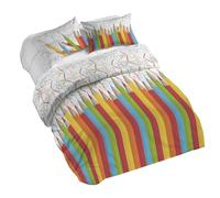 PENSIERI DELICATI Parure Copripiumino Matrimoniale 100% Cotone, Completo di Sacco 250x200cm e 2 Federe 52x82cm, Made in Italy, Copripiumino Lavabile In Lavatrice A 40°, Fantasia Matitoni Multicolor