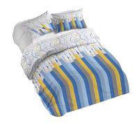 PENSIERI DELICATI Parure Copripiumino Matrimoniale 100% Cotone, Completo di Sacco 250x200cm e 2 Federe 52x82cm, Made in Italy, Copripiumino Lavabile In Lavatrice A 40°, Fantasia Matitoni Blu