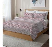 PENSIERI DELICATI Parure Copripiumino Matrimoniale 100% Cotone, Completo di Sacco 250x200cm e 2 Federe 52x82cm, Made in Italy, Copripiumino Lavabile In Lavatrice A 40°, Fantasia Norvegia Rosso