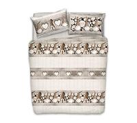 PENSIERI DELICATI Parure Copripiumino Matrimoniale 100% Cotone, Completo di Sacco 250x200cm e 2 Federe 52x82cm, Made in Italy, Copripiumino Lavabile In Lavatrice A 40°, Fantasia Gnomo Beige