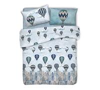 PENSIERI DELICATI Parure Copripiumino Matrimoniale 100% Cotone, Completo di Sacco 250x200cm e 2 Federe 52x82cm, Made in Italy, Copripiumino Lavabile In Lavatrice A 40°, Fantasia Volare Azzurro