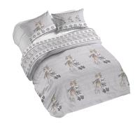 PENSIERI DELICATI Parure Copripiumino Matrimoniale 100% Cotone, Completo di Sacco 250x200cm e 2 Federe 52x82cm, Made in Italy, Copripiumino Lavabile In Lavatrice A 40°, Fantasia Renne Grigio