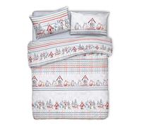 PENSIERI DELICATI Parure Copripiumino Matrimoniale 100% Cotone, Completo di Sacco 250x200cm e 2 Federe 52x82cm, Made in Italy, Copripiumino Lavabile In Lavatrice A 40°, Fantasia Gufetti Rosso