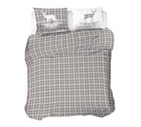 PENSIERI DELICATI Parure Copripiumino Matrimoniale Flanella 100% Cotone, Sacco 250X200 CM e Federa 52X82 CM, Made in Italy, Copripiumino Lavabile In Lavatrice A 40°, Fantasia Cervo Beige