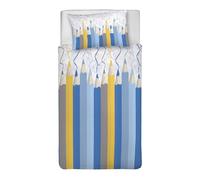 PENSIERI DELICATI Parure Copripiumino Singolo 100% Cotone, Completo di Sacco 155x200cm e 1 Federa 52x82cm, Made in Italy, Copripiumino Lavabile In Lavatrice A 40°, Fantasia Matitoni Blu