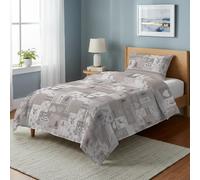 PENSIERI DELICATI Parure Copripiumino Singolo 100% Cotone, Completo di Sacco 155x200cm e 1 Federa 52x82cm, Made in Italy, Copripiumino Lavabile In Lavatrice A 40°, Fantasia Alpi Beige