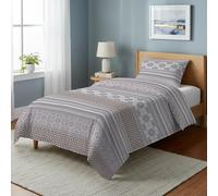 PENSIERI DELICATI Parure Copripiumino Singolo 100% Cotone, Completo di Sacco 155x200cm e 1 Federa 52x82cm, Made in Italy, Copripiumino Lavabile In Lavatrice A 40°, Fantasia Norvegia Verde Tortora