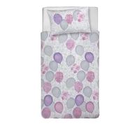PENSIERI DELICATI Parure Copripiumino Singolo 100% Cotone, Completo di Sacco 155x200cm e 1 Federa 52x82cm, Made in Italy, Copripiumino Lavabile In Lavatrice A 40°, Fantasia Palloncini Rosa