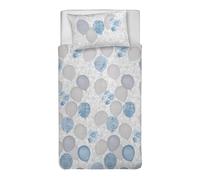 PENSIERI DELICATI Parure Copripiumino Singolo 100% Cotone, Completo di Sacco 155x200cm e 1 Federa 52x82cm, Made in Italy, Copripiumino Lavabile In Lavatrice A 40°, Fantasia Palloncini Azzurro