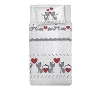 PENSIERI DELICATI Parure Copripiumino Singolo 100% Cotone, Completo di Sacco 155x200cm e 1 Federa 52x82cm, Made in Italy, Copripiumino Lavabile In Lavatrice A 40°, Fantasia Gattini Grigio