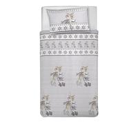 PENSIERI DELICATI Parure Copripiumino Singolo 100% Cotone, Completo di Sacco 155x200cm e 1 Federa 52x82cm, Made in Italy, Copripiumino Lavabile In Lavatrice A 40°, Fantasia Renne Grigio