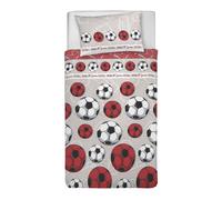 PENSIERI DELICATI Parure Copripiumino Singolo 100% Cotone, Completo di Sacco 155x200cm e 1 Federa 52x82cm, Made in Italy, Copripiumino Lavabile In Lavatrice A 40°, Fantasia Calcio Rosso