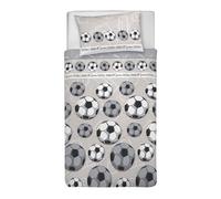 PENSIERI DELICATI Parure Copripiumino Singolo 100% Cotone, Completo di Sacco 155x200cm e 1 Federa 52x82cm, Made in Italy, Copripiumino Lavabile In Lavatrice A 40°, Fantasia Calcio Grigio