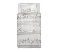 PENSIERI DELICATI Parure Copripiumino Singolo 100% Cotone, Completo di Sacco 155x200cm e 1 Federa 52x82cm, Made in Italy, Copripiumino Lavabile In Lavatrice A 40°, Fantasia Gufetti Beige