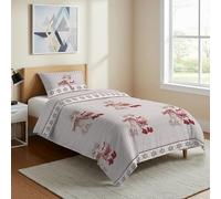 PENSIERI DELICATI Parure Copripiumino Singolo Flanella 100% Cotone, Sacco 155X200 CM e Federa 52X82 CM, Made in Italy, Copripiumino Lavabile In Lavatrice A 40°, Fantasia Renne Rosso