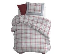 PENSIERI DELICATI Parure Copripiumino Singolo Flanella 100% Cotone, Sacco 155X200 CM e Federa 52X82 CM, Made in Italy, Copripiumino Lavabile In Lavatrice A 40°, Fantasia Cervo Rosso