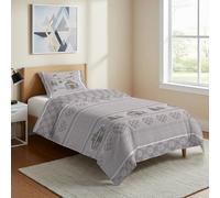 PENSIERI DELICATI Parure Copripiumino Singolo Flanella 100% Cotone, Sacco 155X200 CM e Federa 52X82 CM, Made in Italy, Copripiumino Lavabile In Lavatrice A 40°, Fantasia Chalet Beige