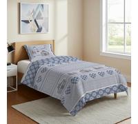 PENSIERI DELICATI Parure Copripiumino Singolo Flanella 100% Cotone, Sacco 155X200 CM e Federa 52X82 CM, Made in Italy, Copripiumino Lavabile In Lavatrice A 40°, Fantasia Chalet Blu