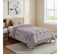 PENSIERI DELICATI Parure Copripiumino Singolo Flanella 100% Cotone, Sacco 155X200 CM e Federa 52X82 CM, Made in Italy, Copripiumino Lavabile In Lavatrice A 40°, Fantasia Chalet Rosso