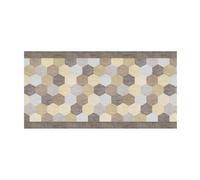 PENSIERI DELICATI Passatoia 52x100 cm, Realizzata in Cotone e PVC, Made in Italy, Passatoia Lavabile In Lavatrice A 40°, Fantasia Esagoni Caffè
