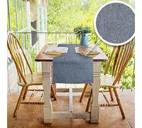 PENSIERI DELICATI Runner da Tavolo Moderno Elegante, Runner Tavola 50x140 cm, in 100% Cotone Puro Riciclato Tinto in Filo, Centrotavola sia per Interni che Esterni, Tinta Unita Blu, Made in Italy