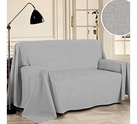 PENSIERI DELICATI Telo Copridivano 180 x 290 cm Made in Italy, Telo Copritutto 100% Cotone Puro Riciclato Tinto in Filo, Tinta Unita Grigio, Ideale Come Telo Arredo, Salva Divano, Coperta Picnic