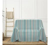 PENSIERI DELICATI Telo Copridivano 220 x 290 cm Made in Italy, Telo Copritutto 100% Cotone Puro Riciclato Tinto in Filo con Riga Alternata Rodry Turchese, Ideale Come Telo Arredo, Salva Divano